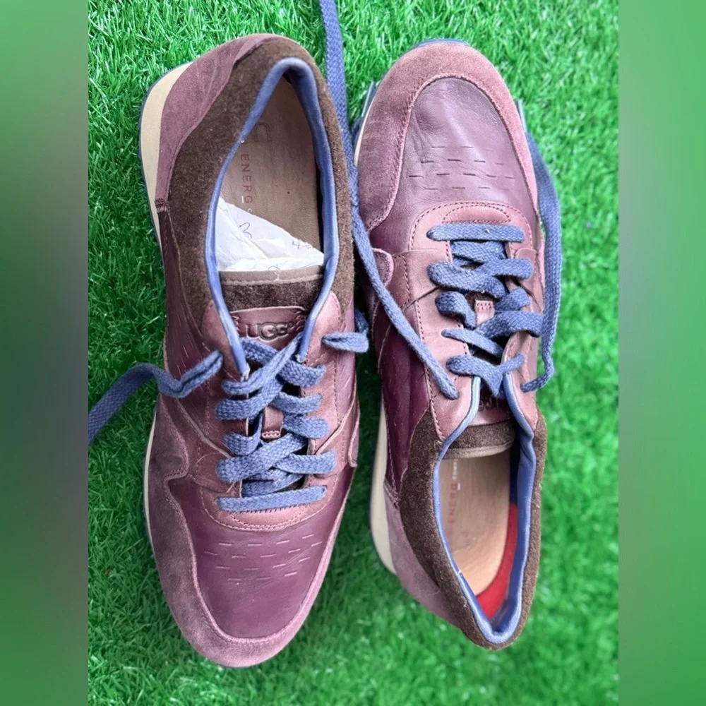 Men's Burgundy Sneakers with Blue Laces UGG Trigo‎ Trainer 1017310 Size 12